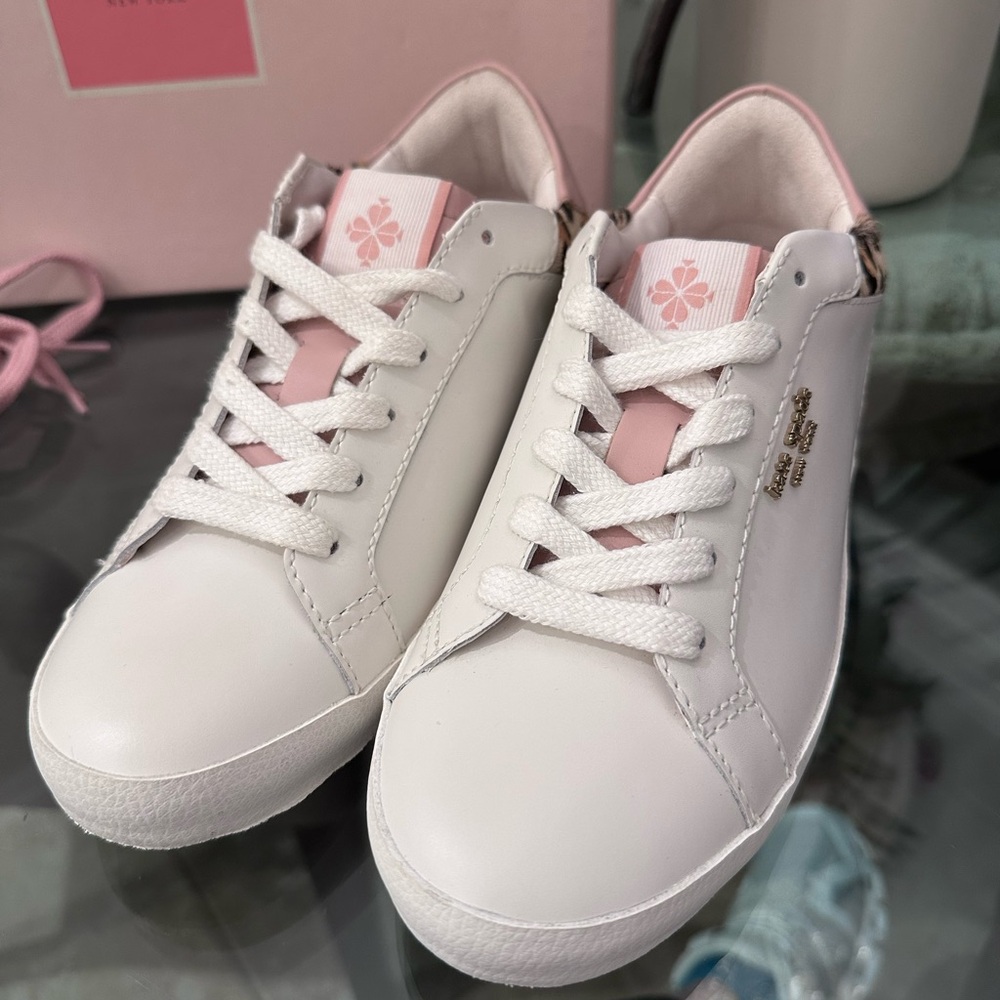 New in Box Kate Spade Ace Pink and Leopard Print Sneakers sz 6 .5 - Picture 11 of 14